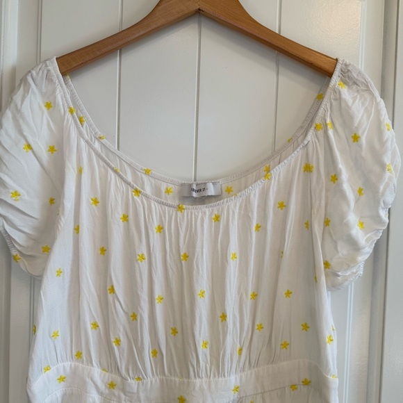 🌈 6/$60 Forever 21 Puff Sleeve Daisy Embroidered Mini Dress Plus Size XL - Picture 3 of 5